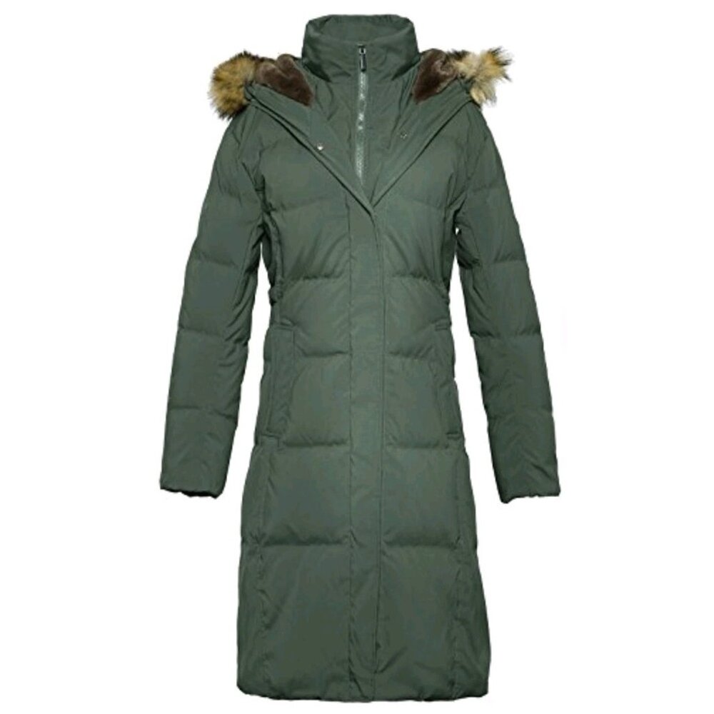 Women's Adomi Down Coat green size XXL Full Zip Fur Trim Hooded Puffer